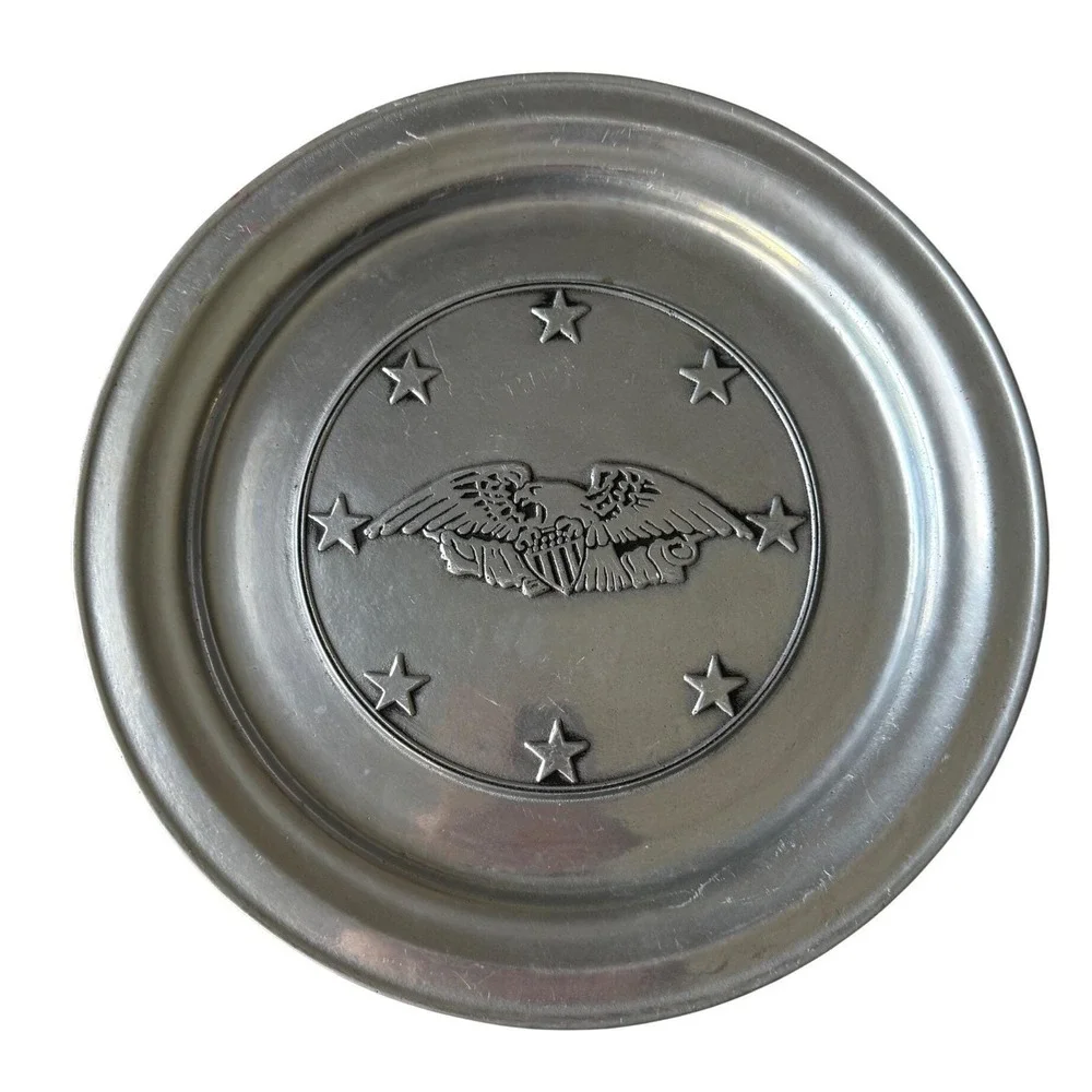 Wilton Armetale Pewter Plate - Military Aviator Wings Eagle Stars -‎ Columbia PA
